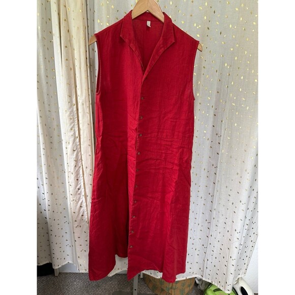 MonoLABO Co. Japanese Brand Women's 100% Linen Button Down Midi Dress XS/S - Picture 2 of 9